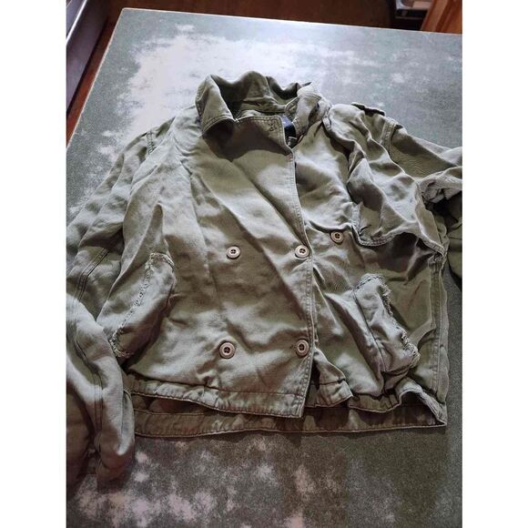 RAILS Medium Barclay Utility Jacket Cropped Military Pea Coat Sage Green sz Smal - Picture 3 of 5